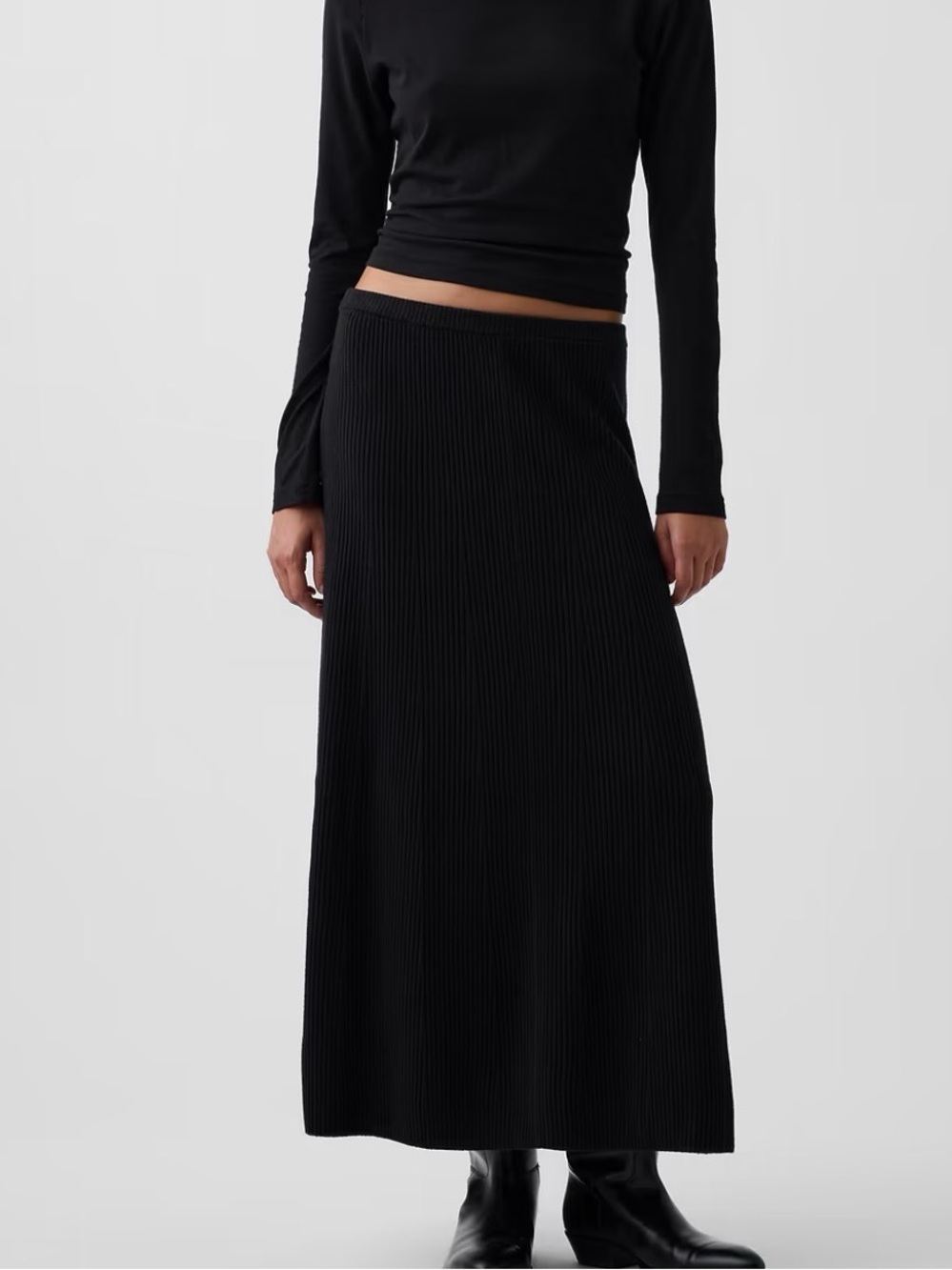 Gap Black Ribbed Maxi Skirt - Women
